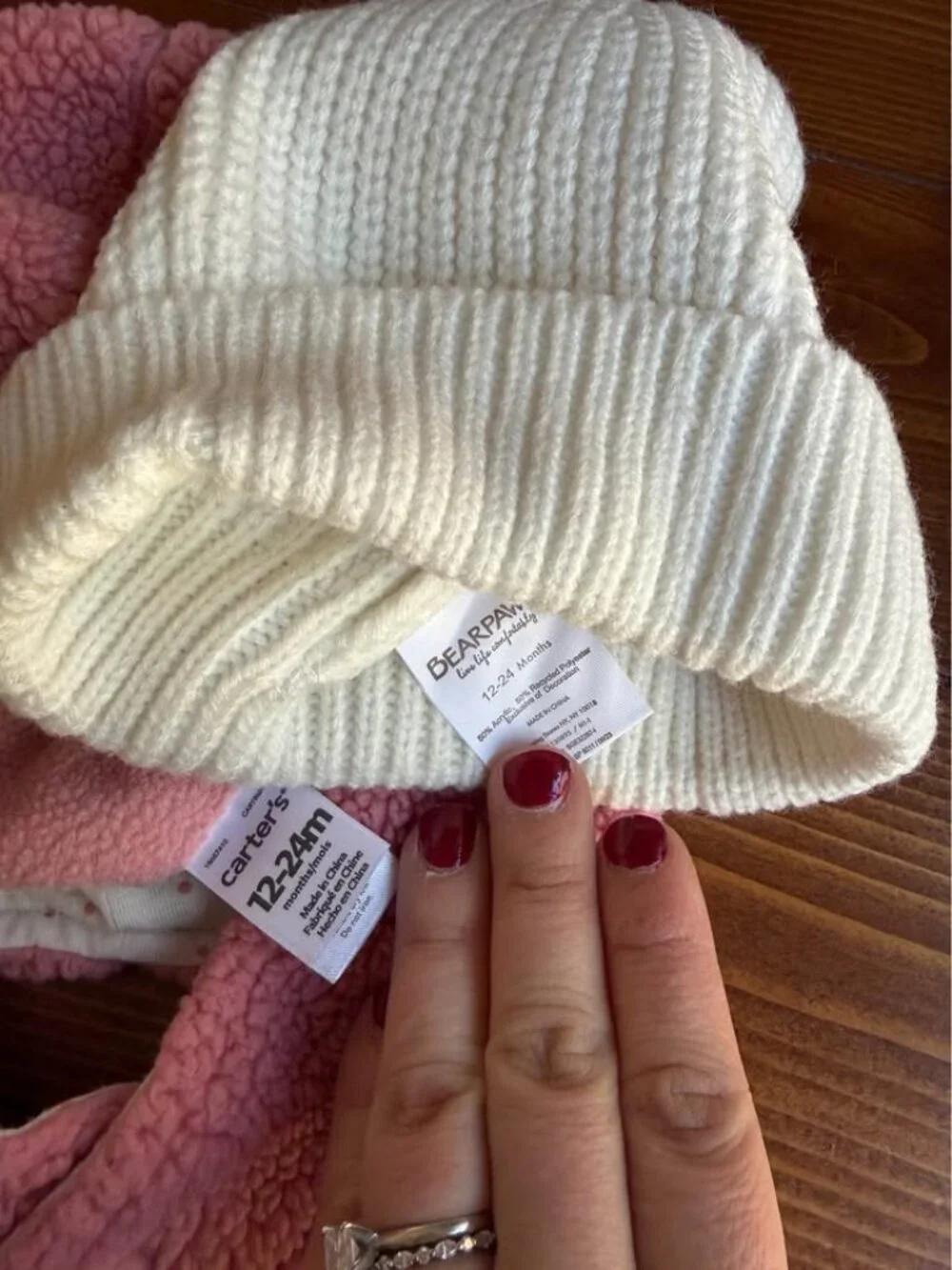 Baby Girl Winter Hat Lot 12-24M Bearpaw Carter’s Knit Fleece Hats & Mittens